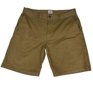 Flint‎ And Tinder Chino Shorts Mens Size 36 Khaki Flat Front Comfort Lightweight